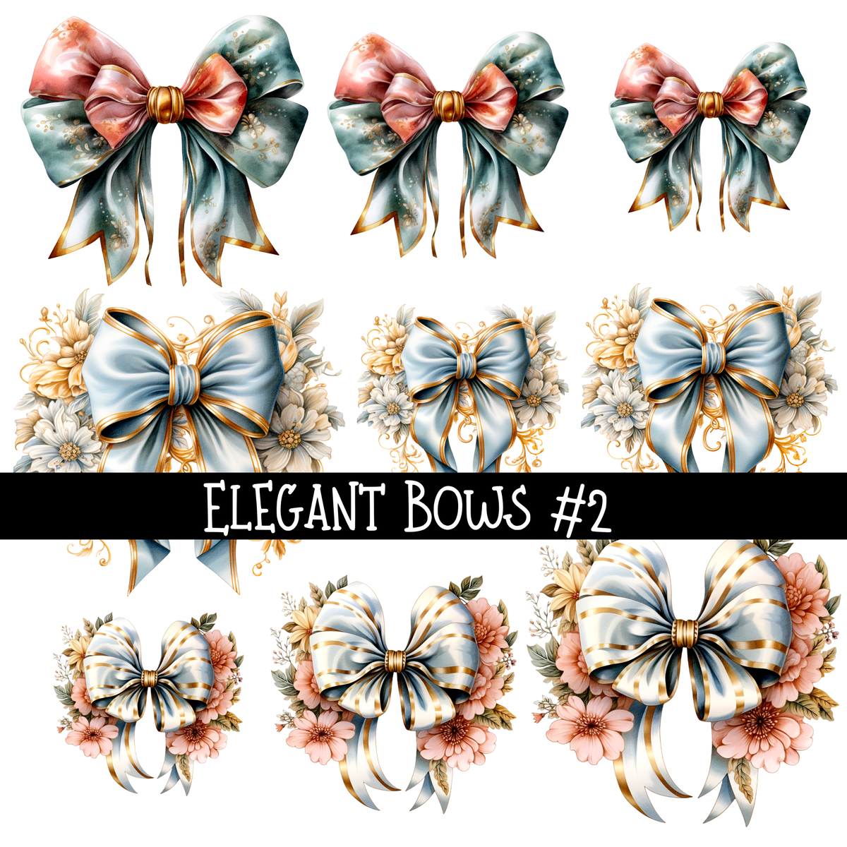 Elegant Bows UV DTF Decal sheets