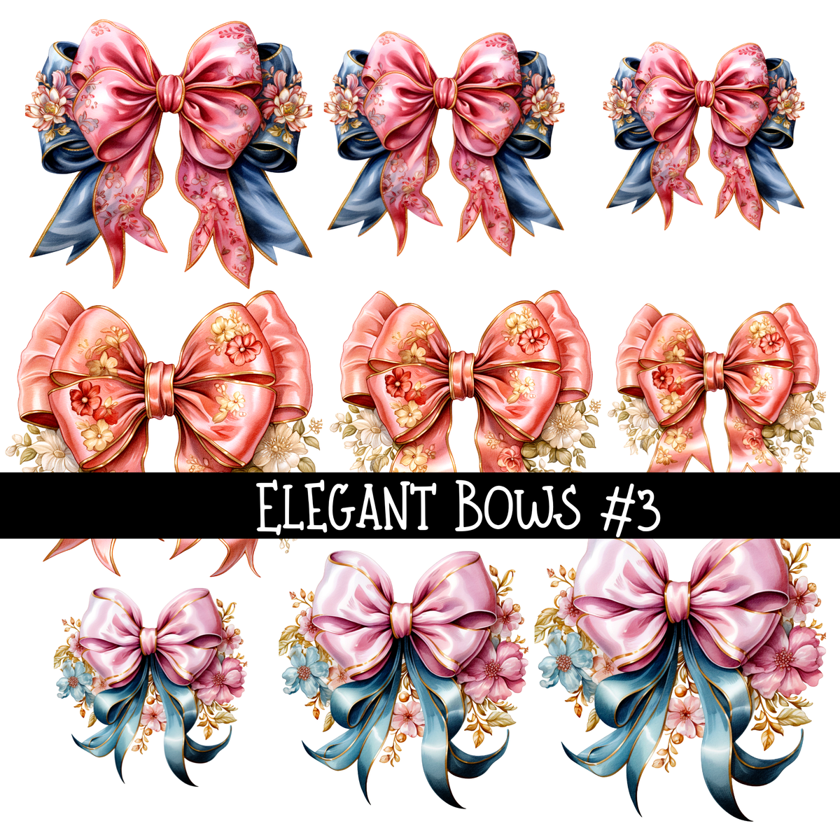 Elegant Bows UV DTF Decal sheets