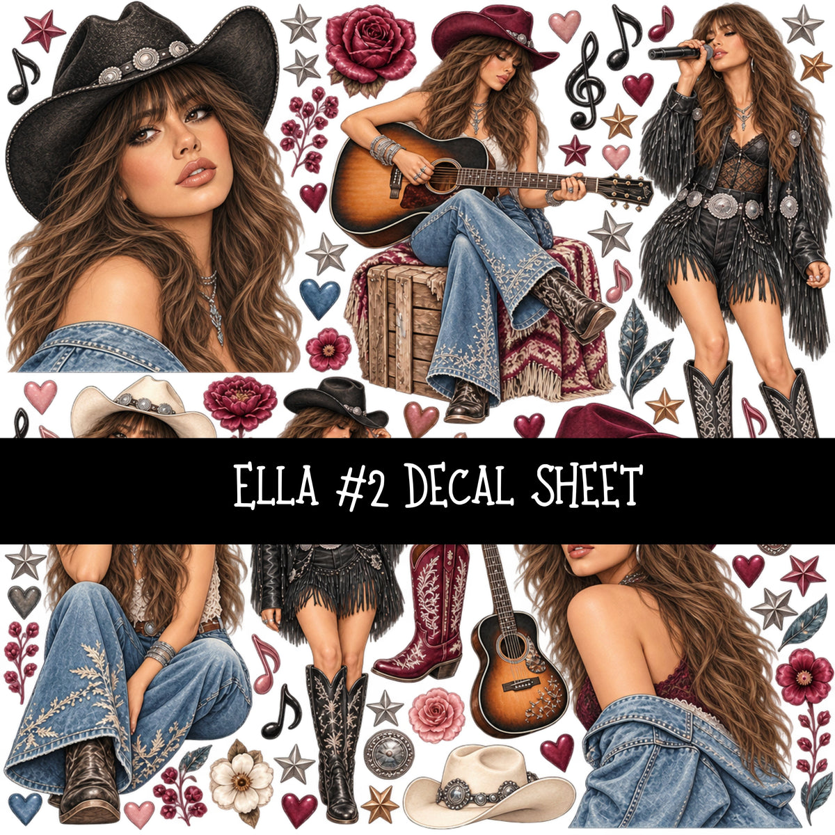Ella UV DTF Decal sheets 12 Designs available