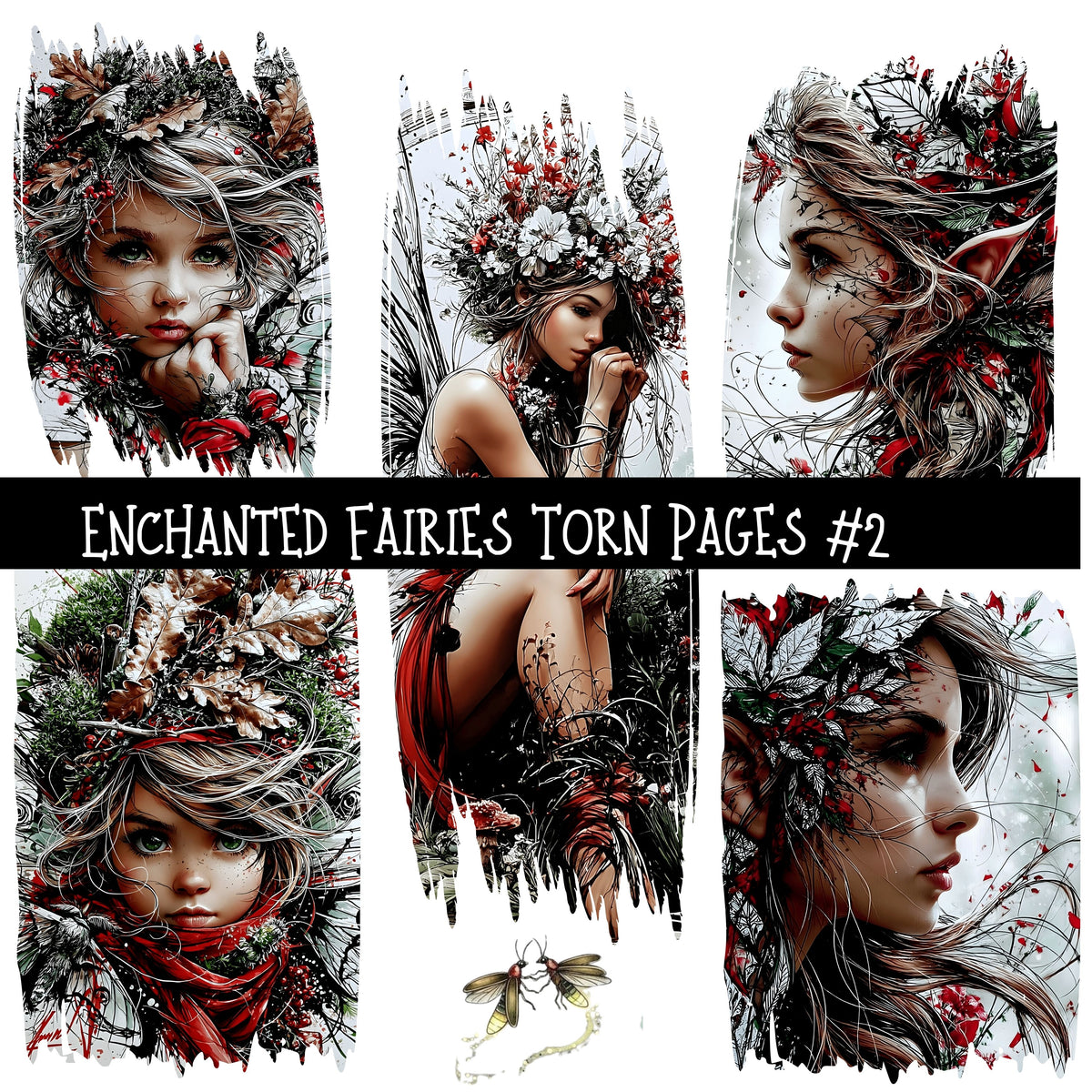 Enchanted Fairies Torn Pages UV DTF Decal sheets 9 Designs available