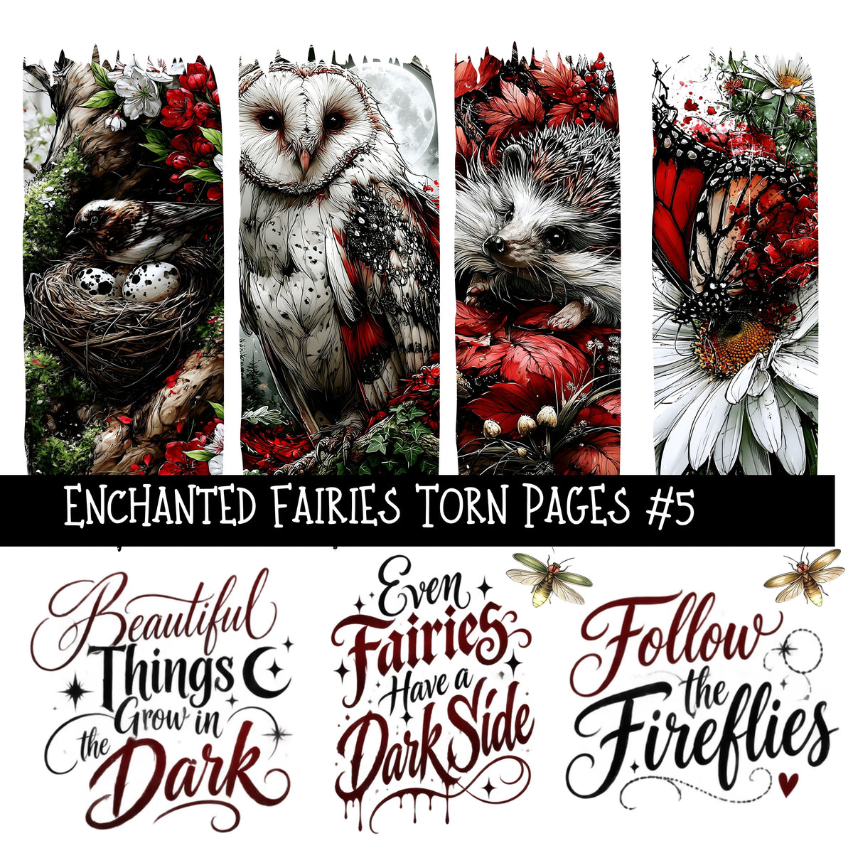 Enchanted Fairies Torn Pages UV DTF Decal sheets 9 Designs available