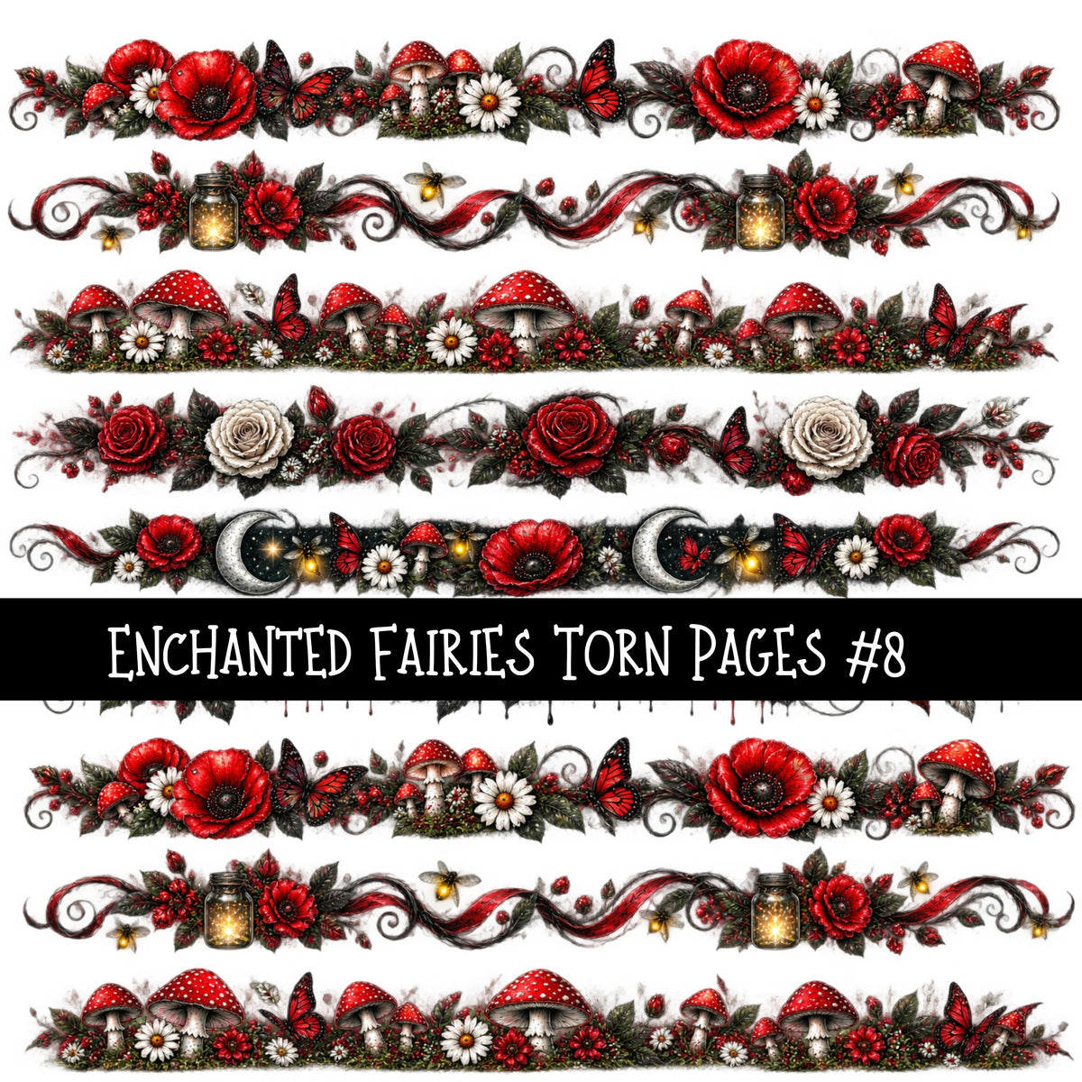 Enchanted Fairies Torn Pages UV DTF Decal sheets 9 Designs available