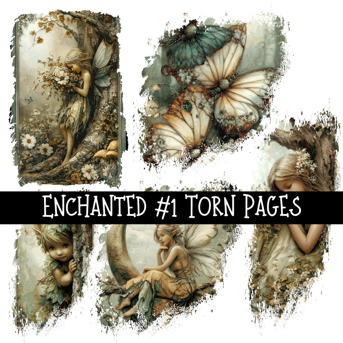 Enchanted Torn Pages UV DTF Decal sheets 5 designs available