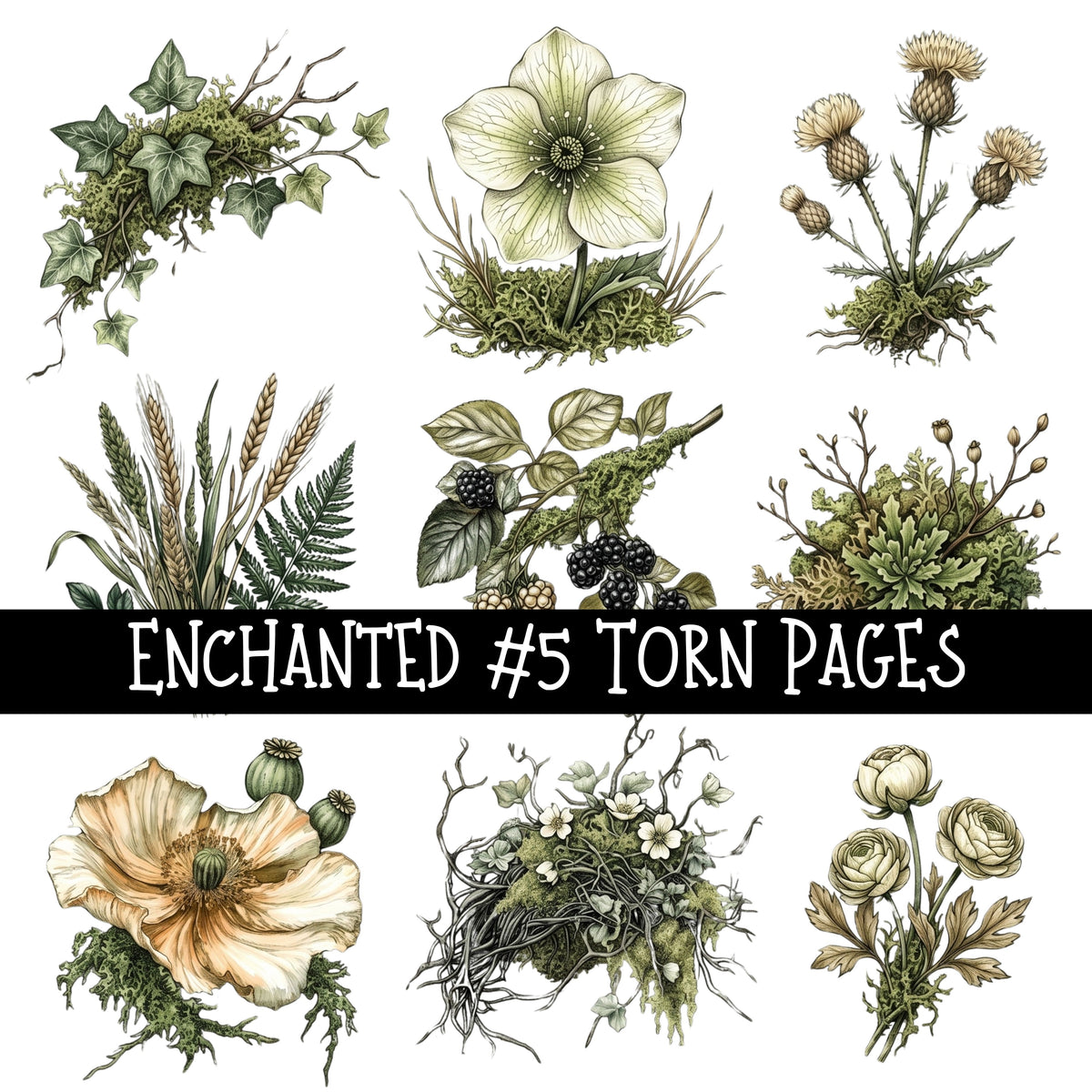 Enchanted Torn Pages UV DTF Decal sheets 5 designs available