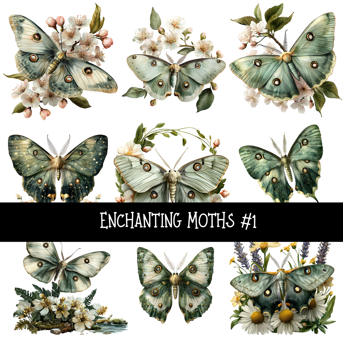 Enchanting Moths UV DTF Decal sheets