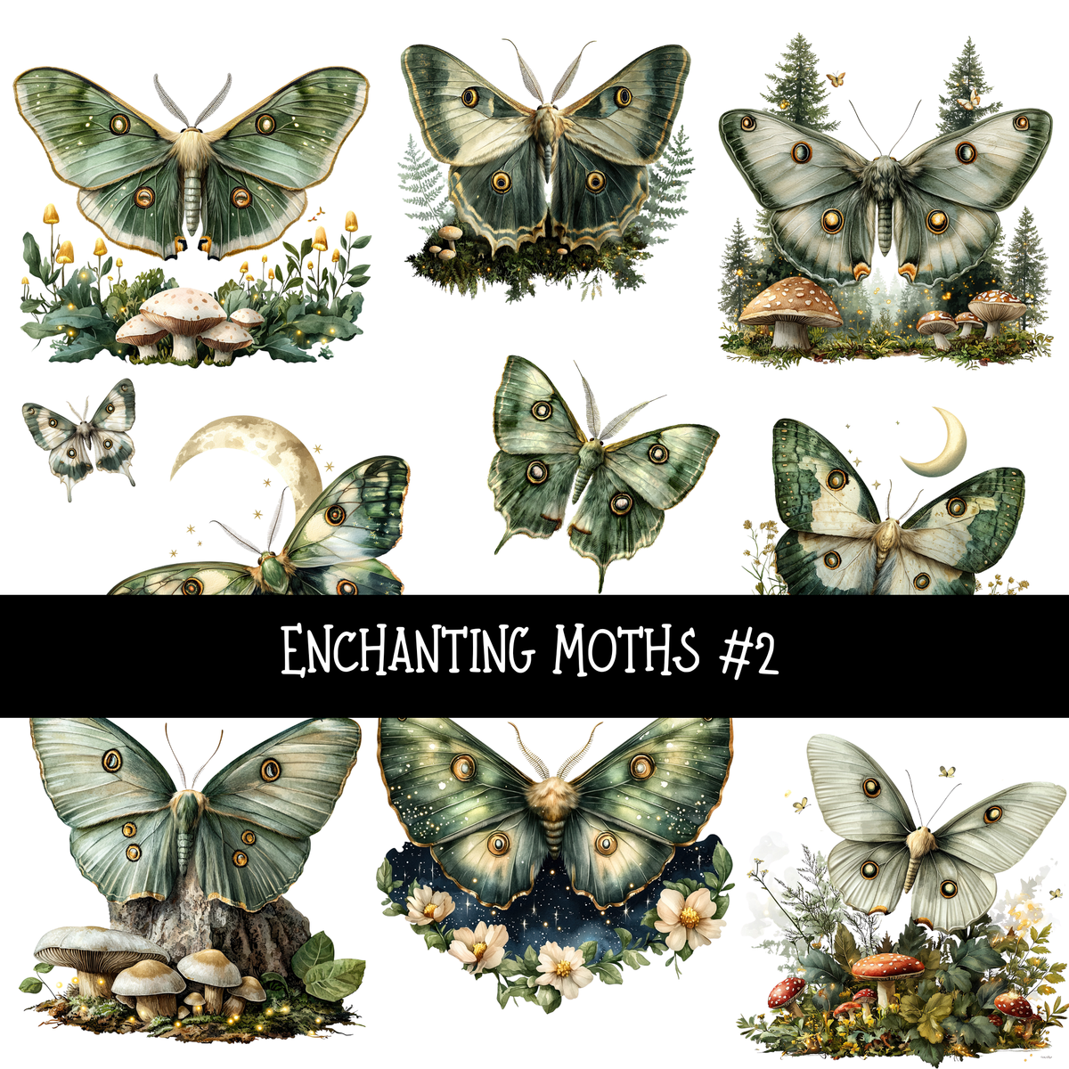 Enchanting Moths UV DTF Decal sheets