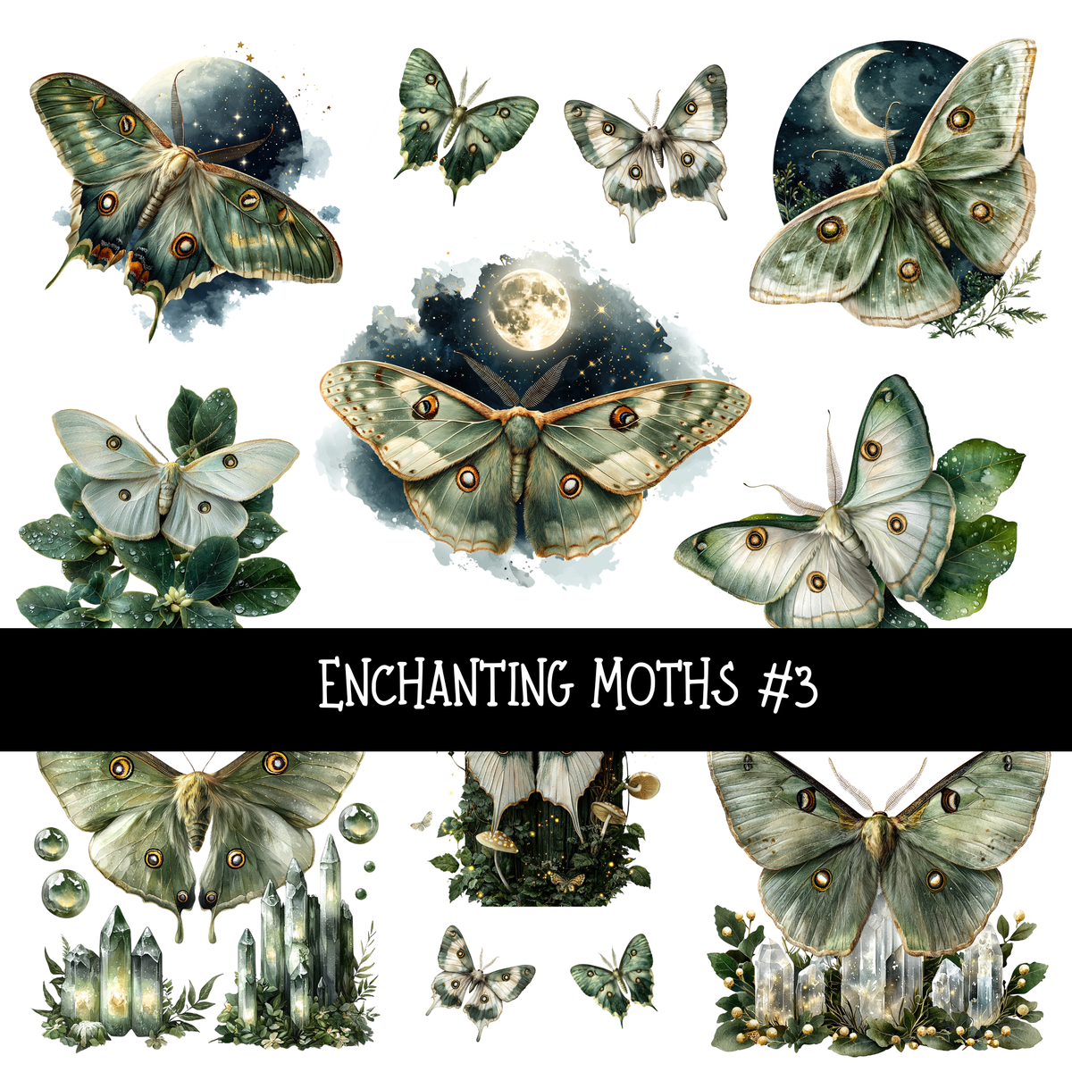 Enchanting Moths UV DTF Decal sheets