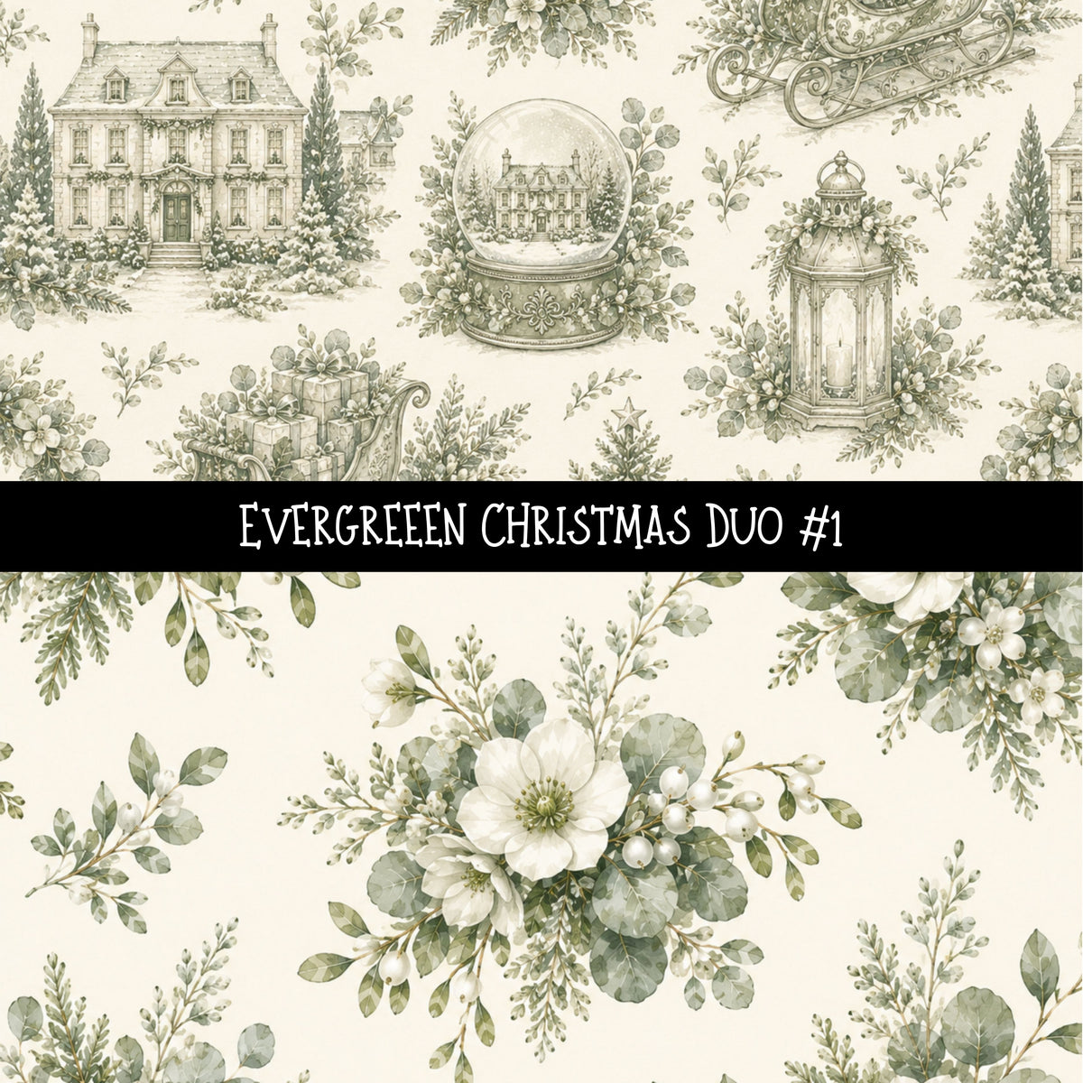 Evergreen Christmas precut Duo 12x12 vinyl sheet