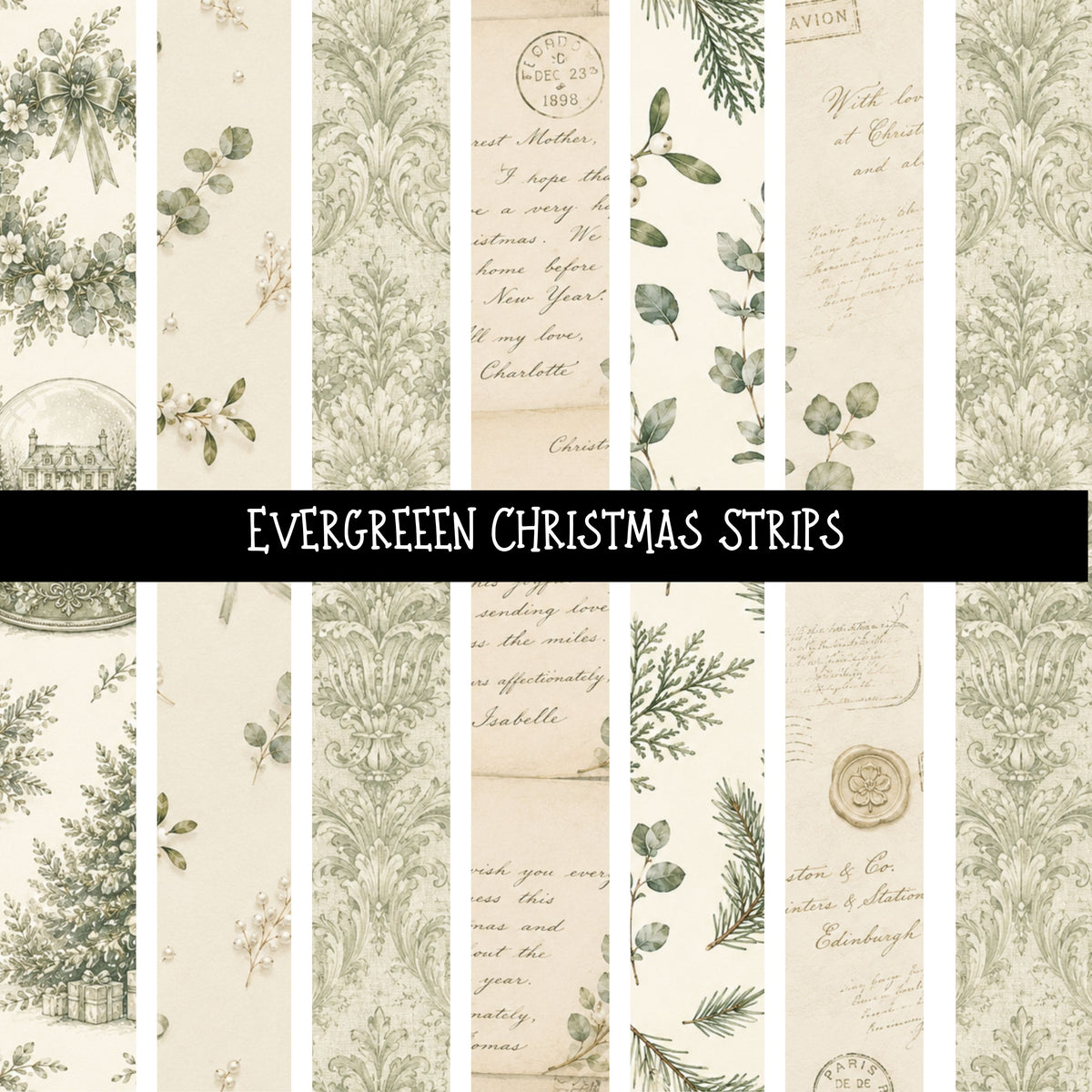 Evergreen Christmas precut Strips 12x12 vinyl sheet