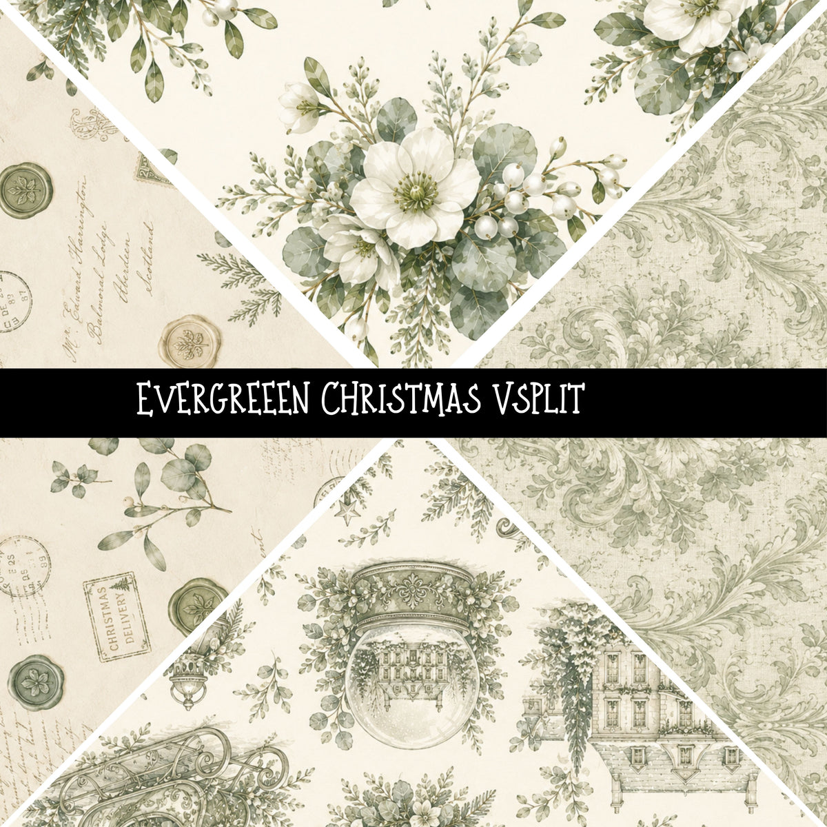 Evergreen Christmas precut Vsplit 12x12 vinyl sheet