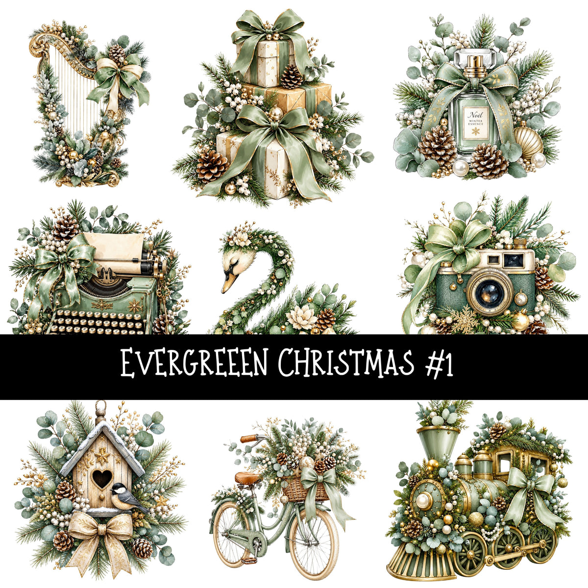 Evergreen Christmas UV DTF Decal sheets 10 Designs available