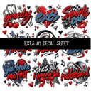 Exes UV DTF Decal sheets 11 Designs available