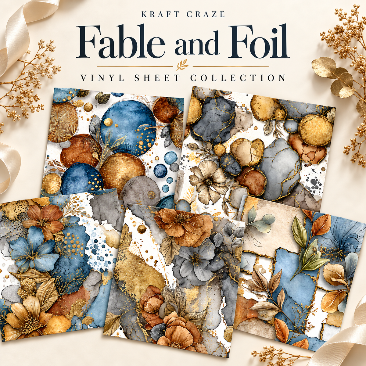 Fable and Foil collection- 2 sizes vinyl sheets-18 designs available