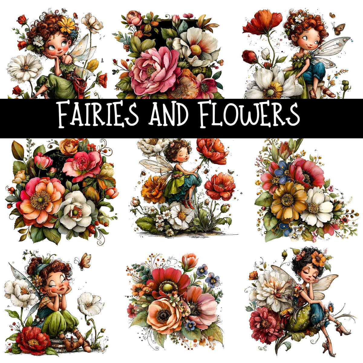 Fairies and Flowers- UV DTF Decal sheet