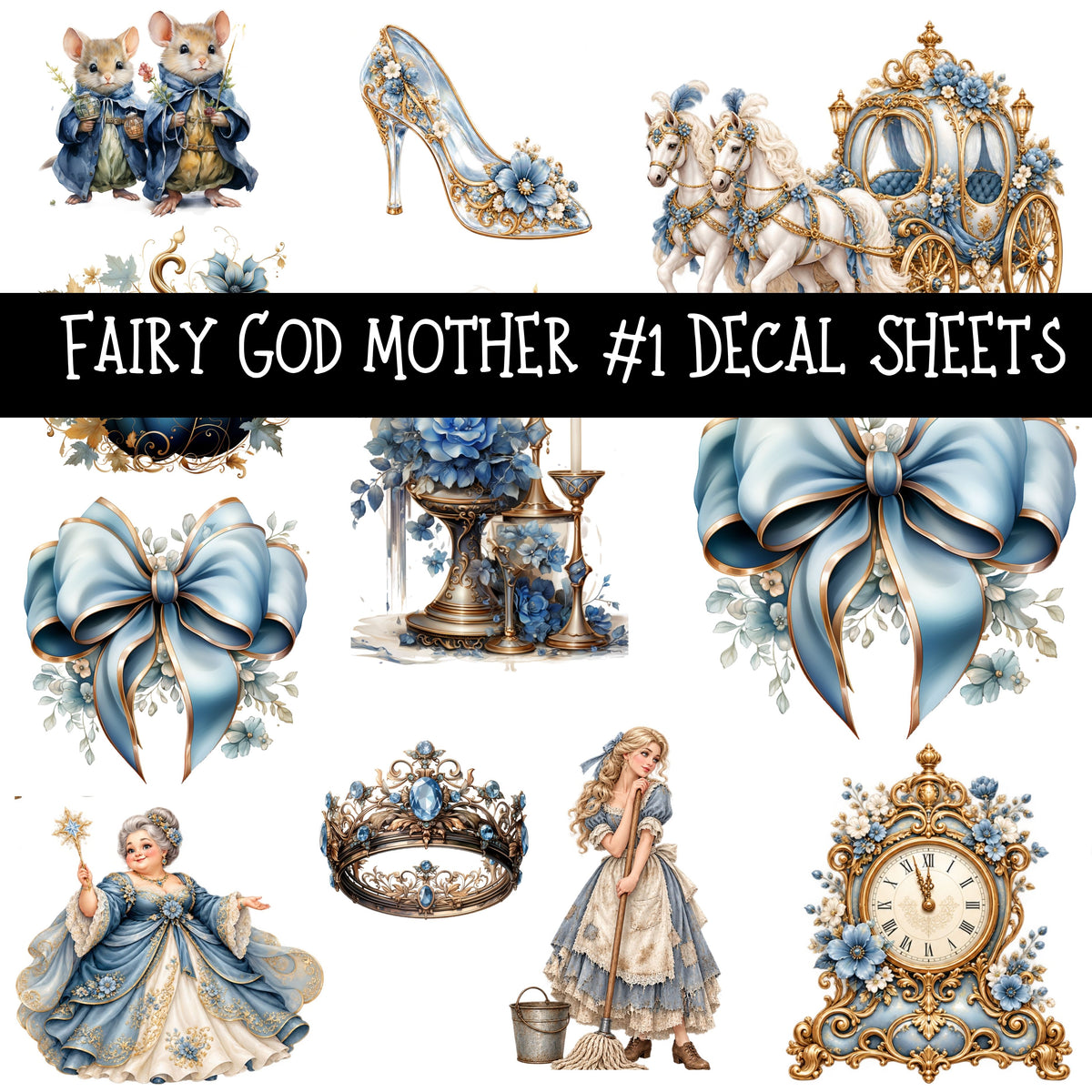 Fairy God Mother Torn Pages UV DTF Decal sheets 6 Designs available