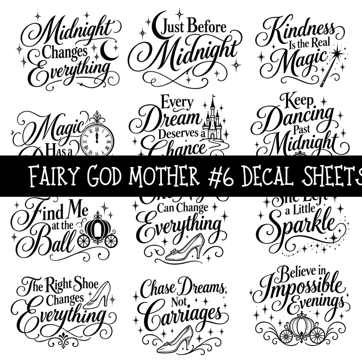Fairy God Mother Torn Pages UV DTF Decal sheets 6 Designs available