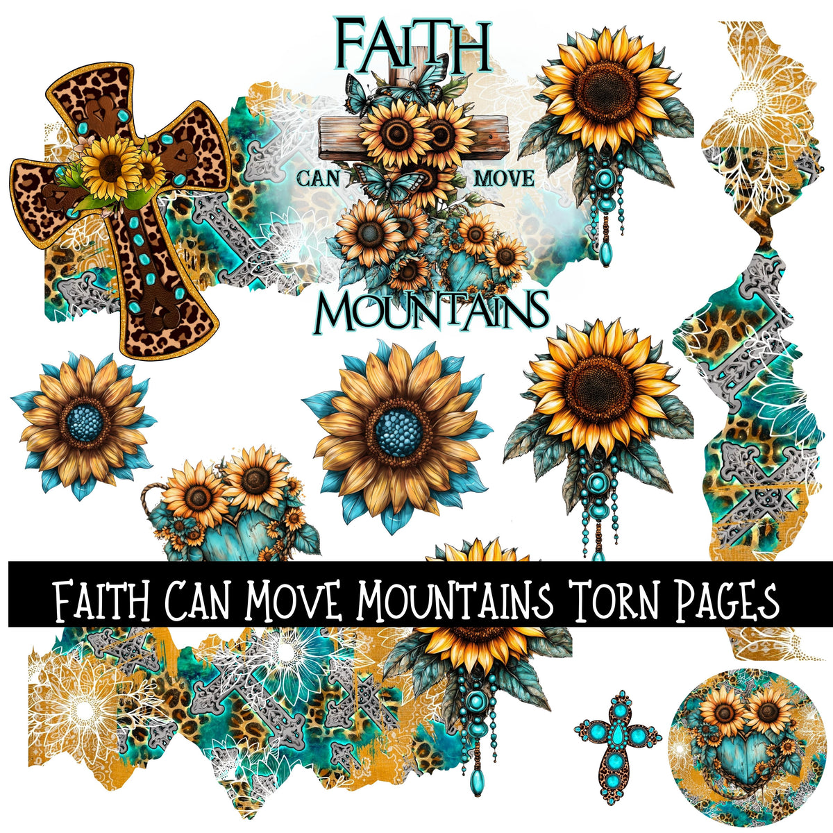 Faith Can Move Mountains Torn pages UV DTF Decal sheets