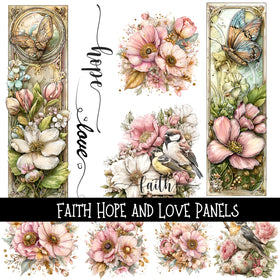 Faith Hope and Love panels UV DTF Decal sheets