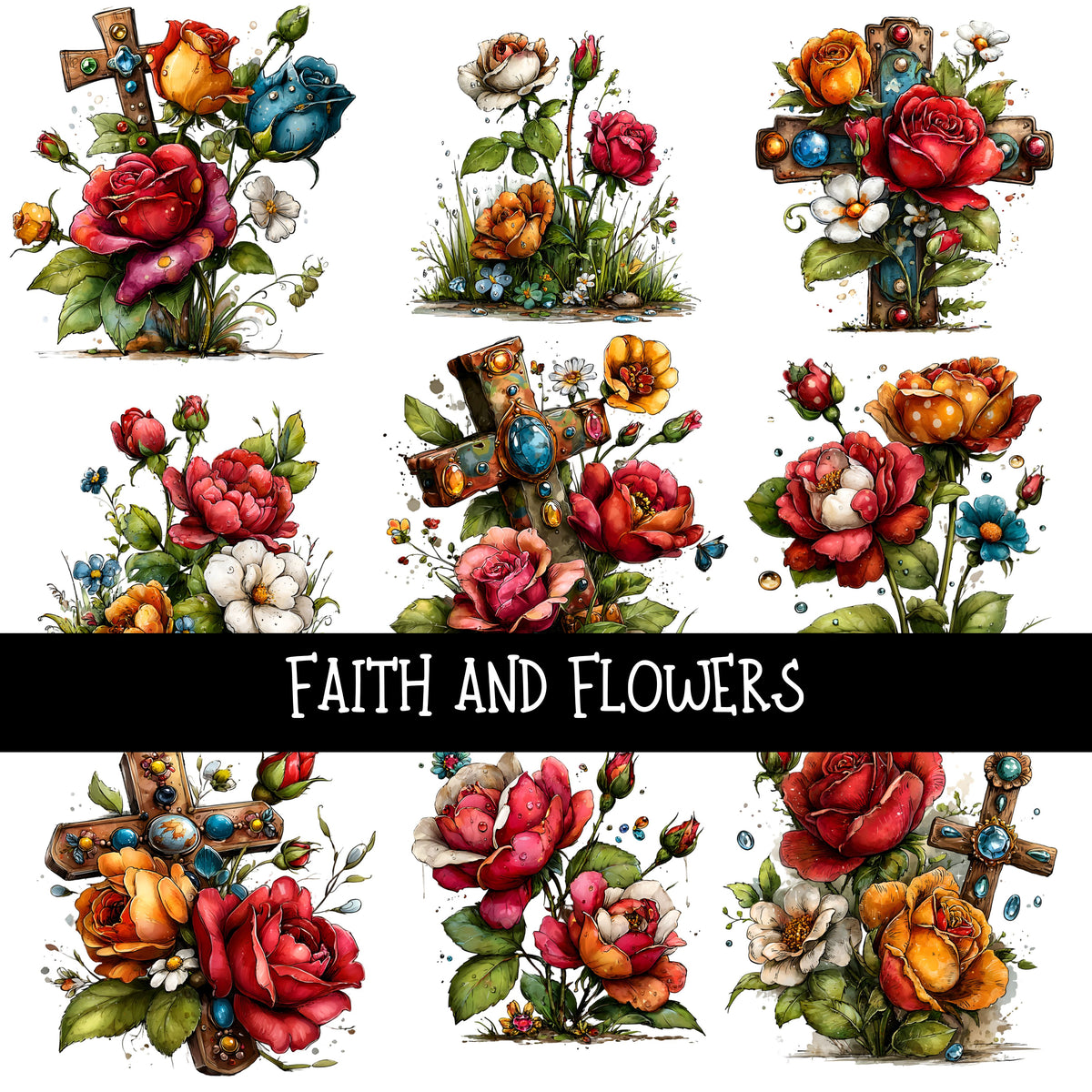 Faith and Flowers- UV DTF Decal sheet