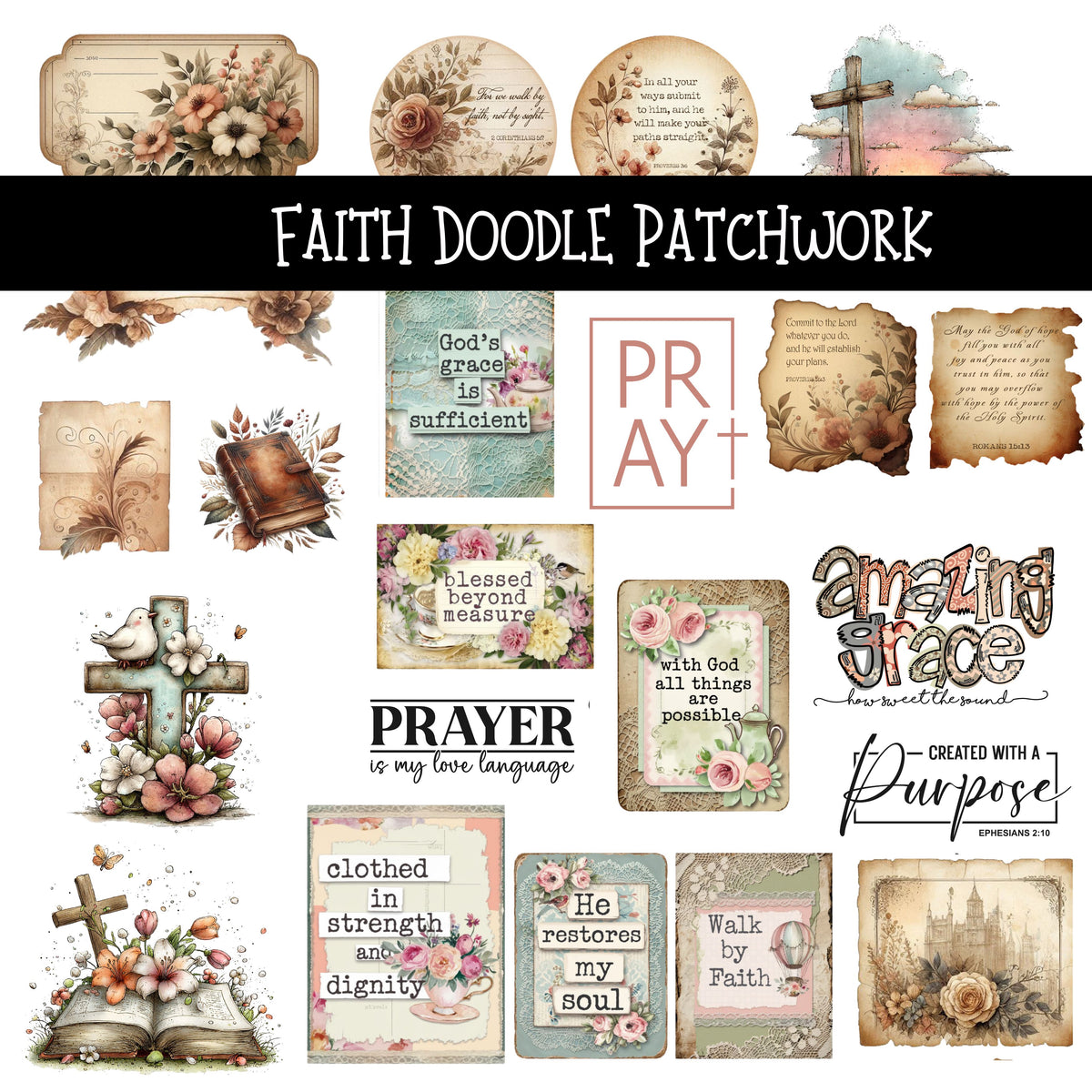Faith Doodle Patchwork Set