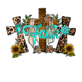 Faith with Sunflower and Cross UV DTF Decal