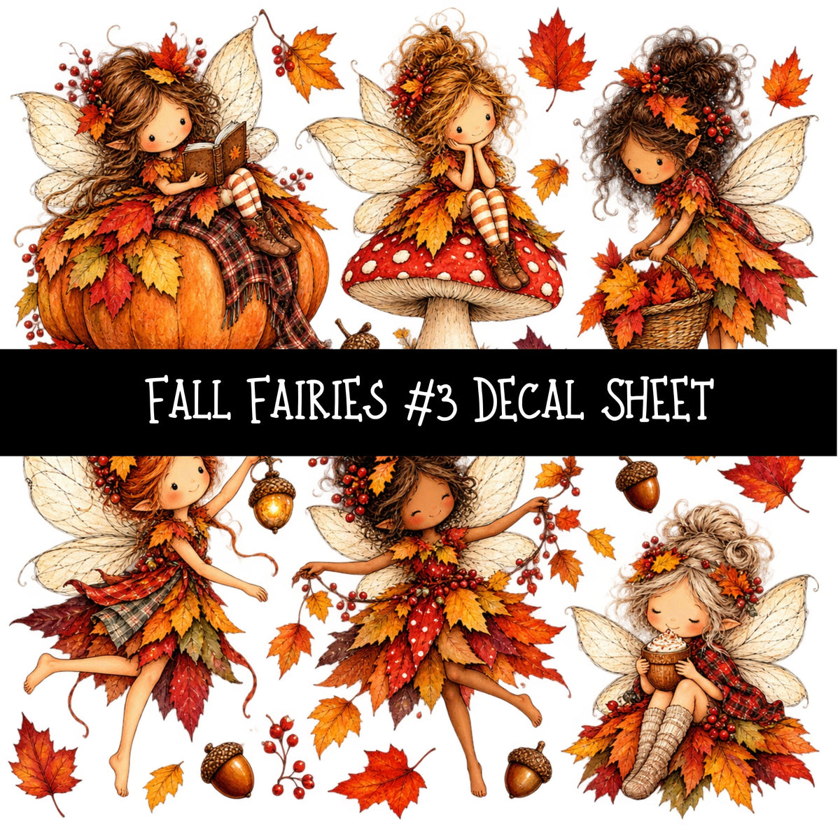 Fall Fairies UV DTF Decal sheets 12 Designs available