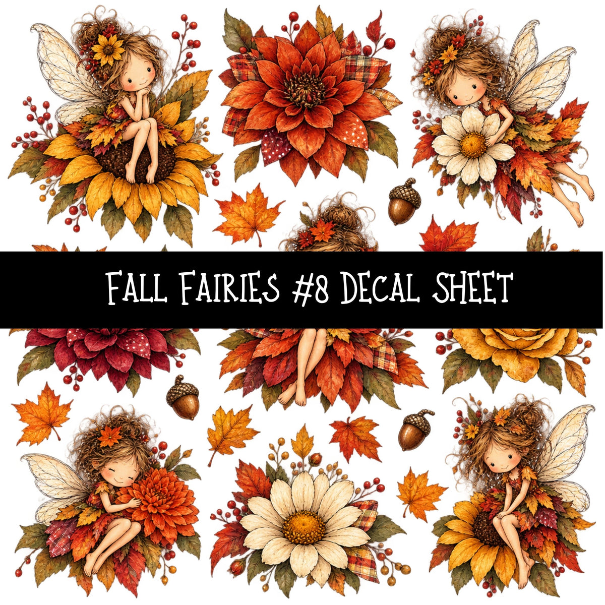 Fall Fairies UV DTF Decal sheets 12 Designs available