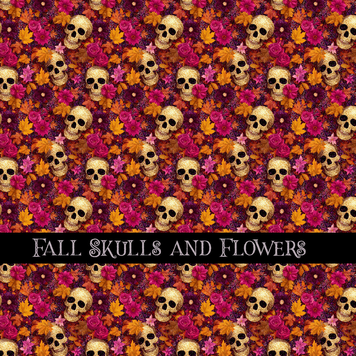 Fall Skulls and Flowers 12x12 vinyl sheet