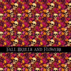 Fall Skulls and Flowers 12x12 vinyl sheet