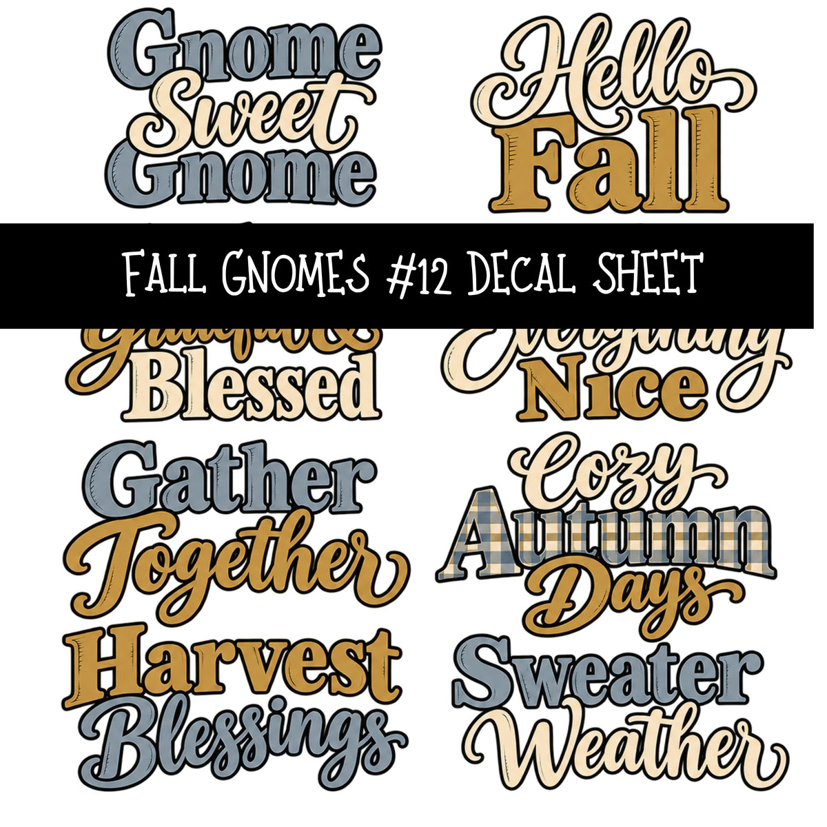 Fall Gnomes UV DTF Decal sheets 13 Designs available