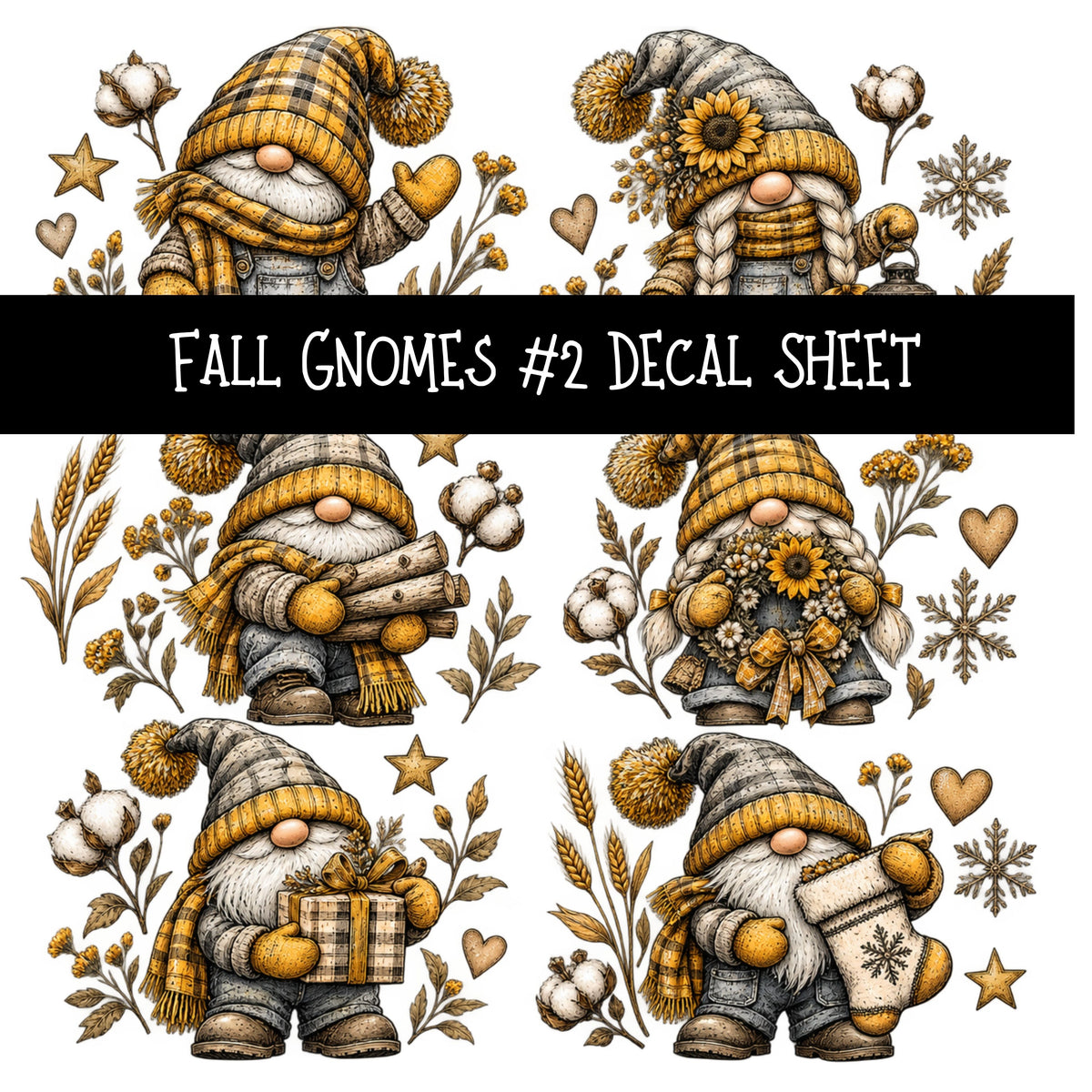 Fall Gnomes UV DTF Decal sheets 13 Designs available