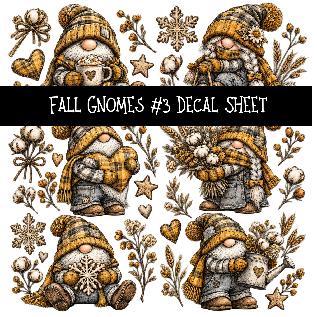 Fall Gnomes UV DTF Decal sheets 13 Designs available