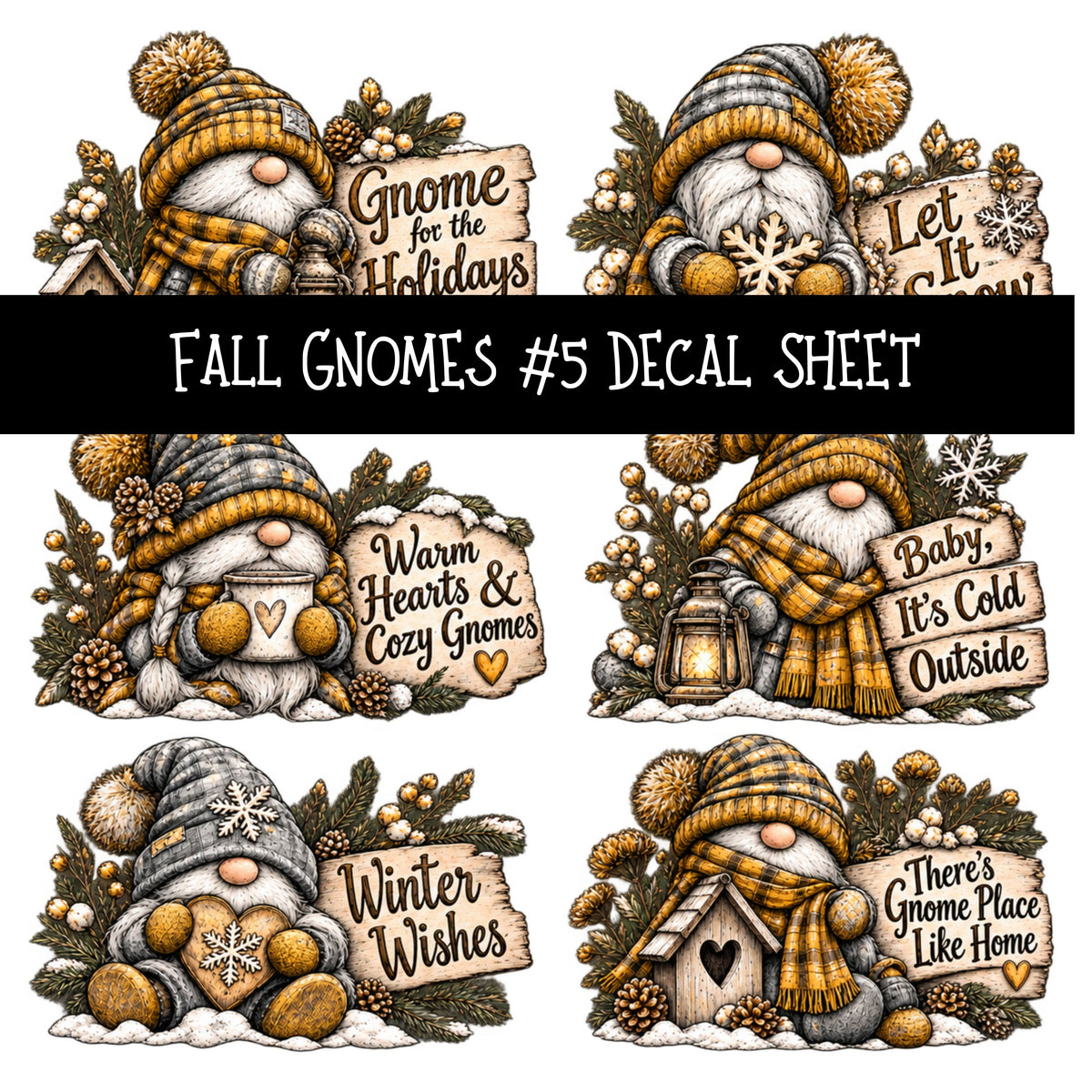 Fall Gnomes UV DTF Decal sheets 13 Designs available