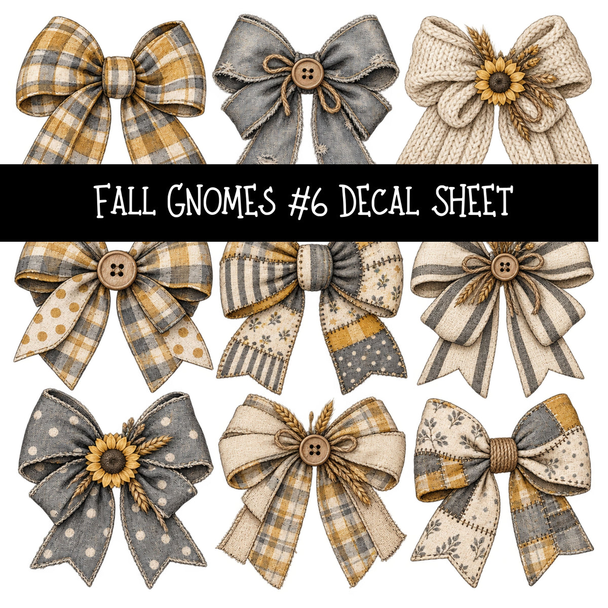 Fall Gnomes UV DTF Decal sheets 13 Designs available