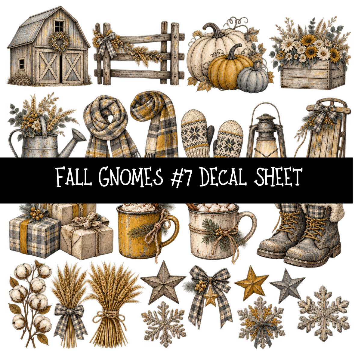 Fall Gnomes UV DTF Decal sheets 13 Designs available