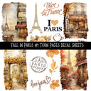 Fall in Paris torn Pages UV DTF Decal sheets 3 designs available