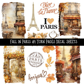 Fall in Paris torn Pages UV DTF Decal sheets 3 designs available