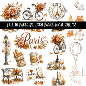 Fall in Paris torn Pages UV DTF Decal sheets 3 designs available
