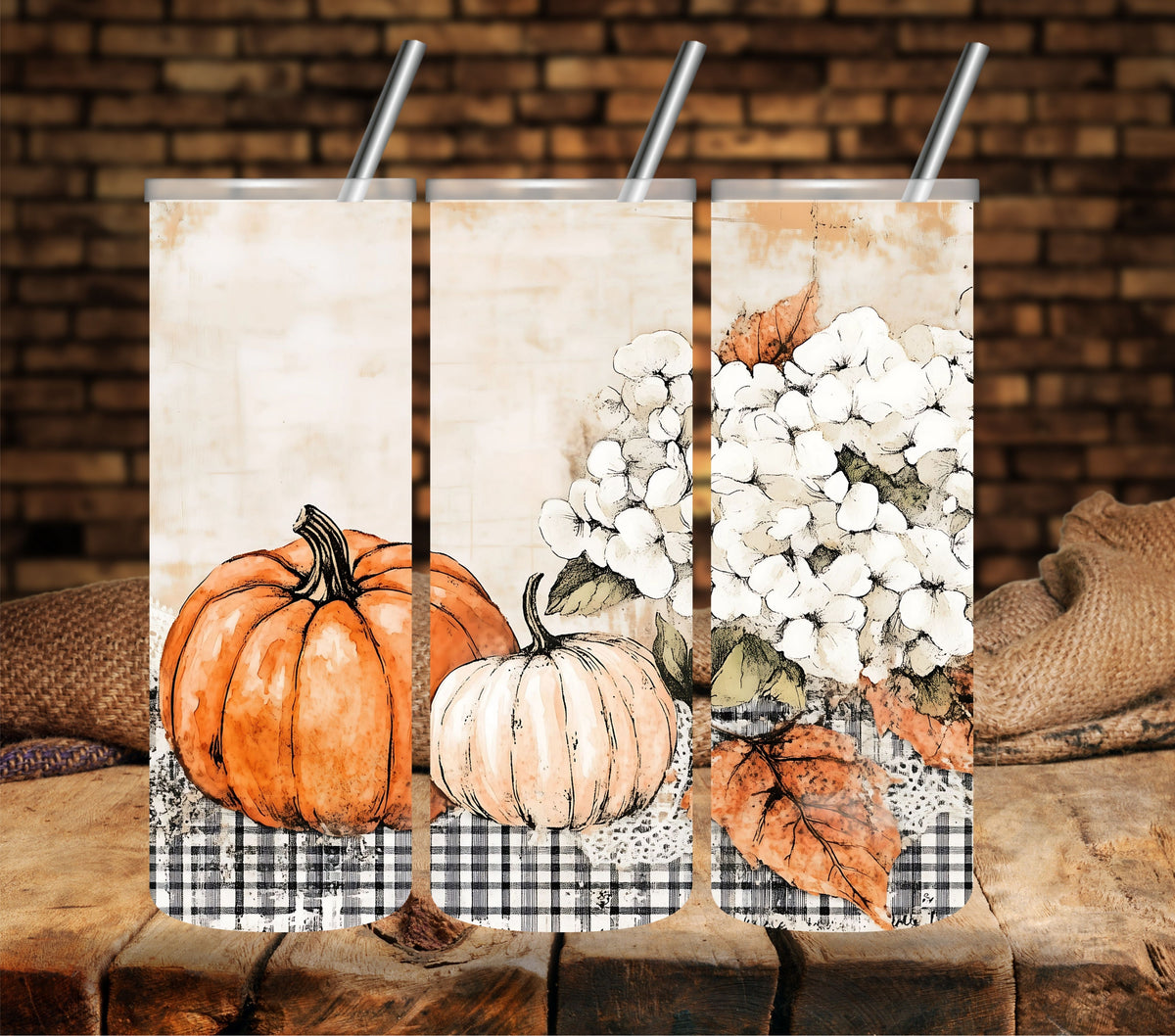 Farmhouse Pumpkin vinyl tumbler wraps 4 Designs