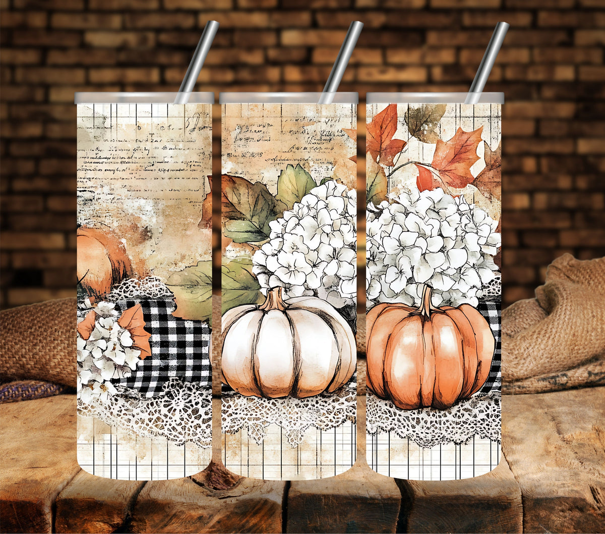 Farmhouse Pumpkin vinyl tumbler wraps 4 Designs