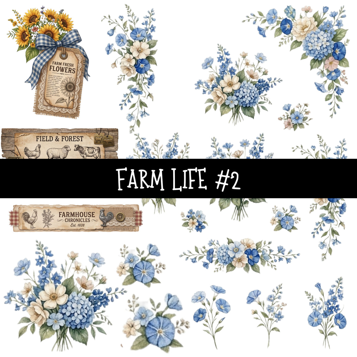 Farm Life torn Pages UV DTF Decal sheets 3 designs available