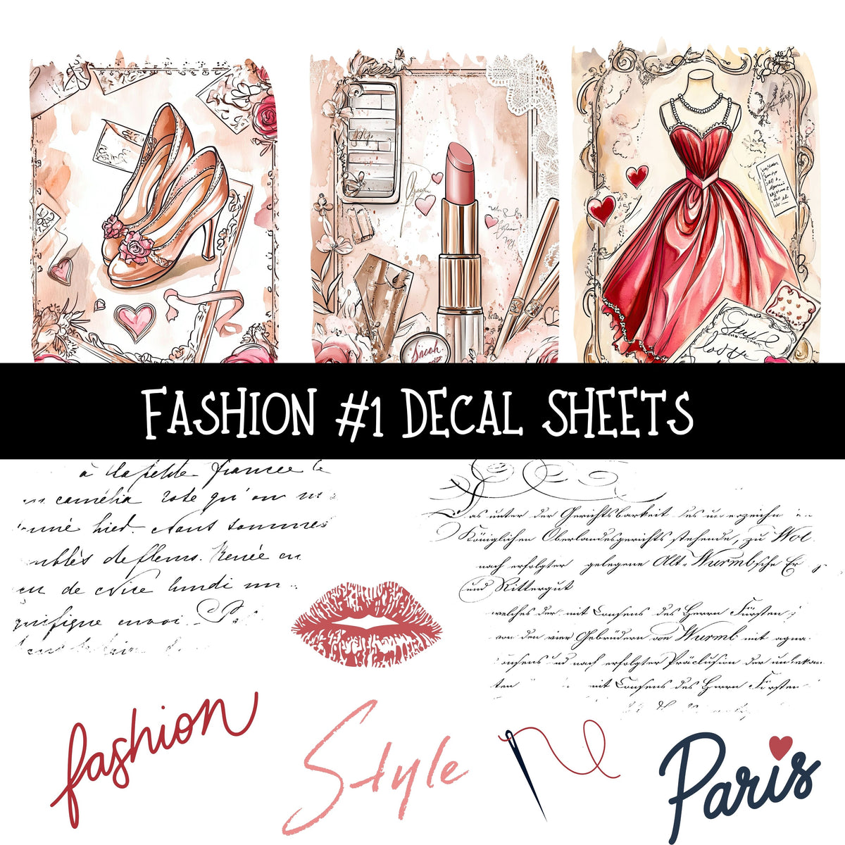 Fashion Torn Pages UV DTF Decal sheets 8 Designs available