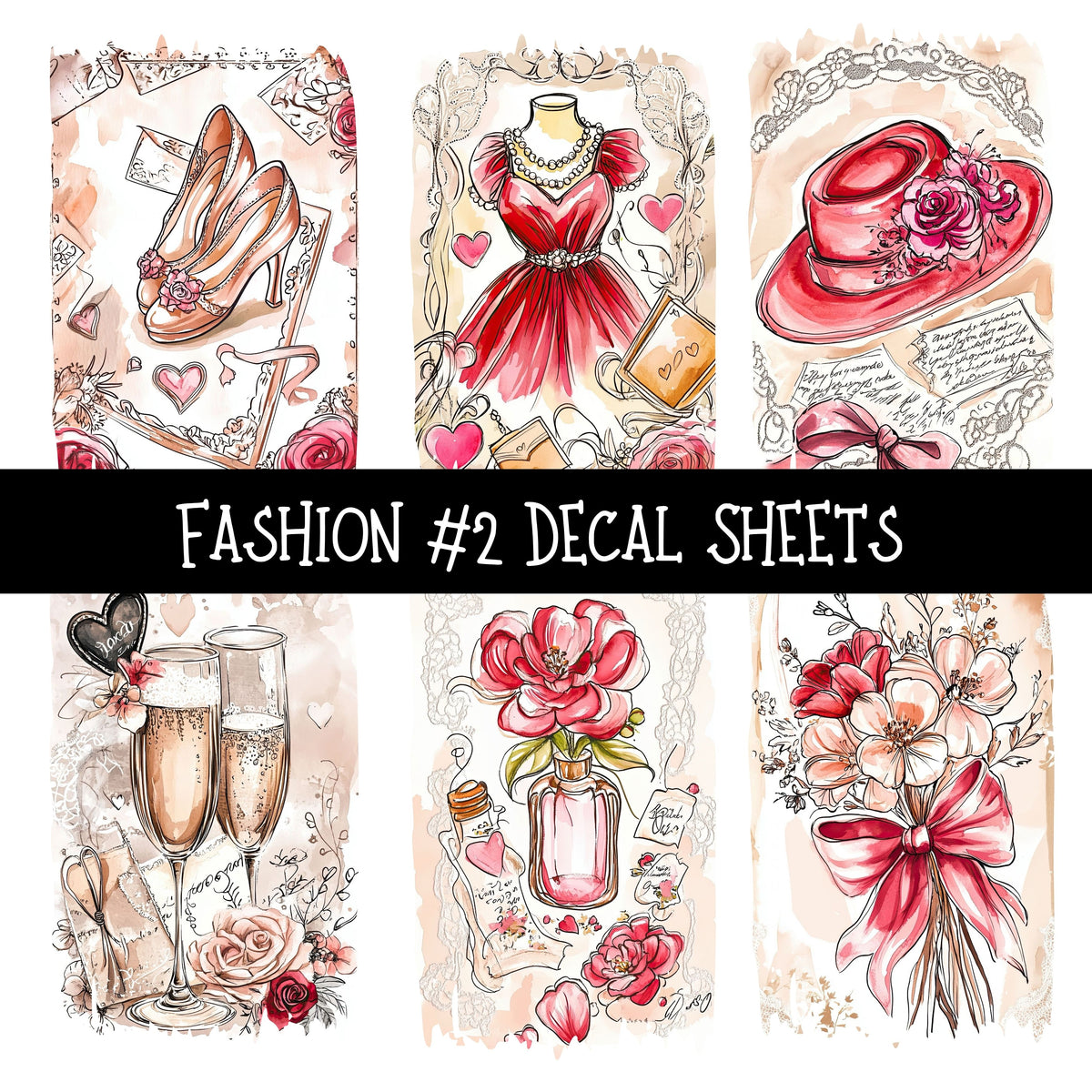 Fashion Torn Pages UV DTF Decal sheets 8 Designs available