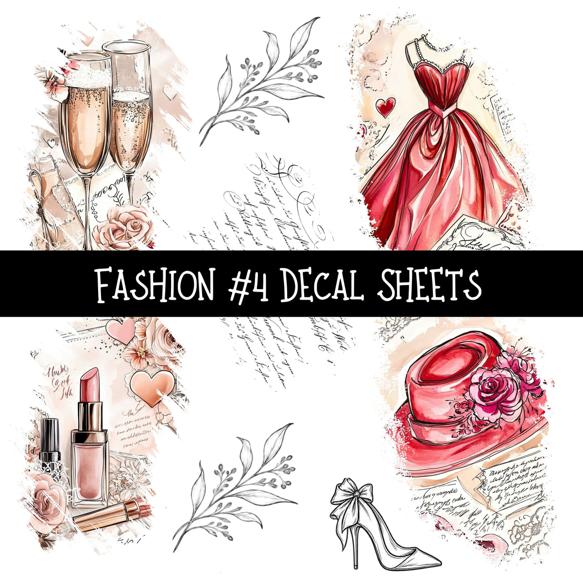 Fashion Torn Pages UV DTF Decal sheets 8 Designs available