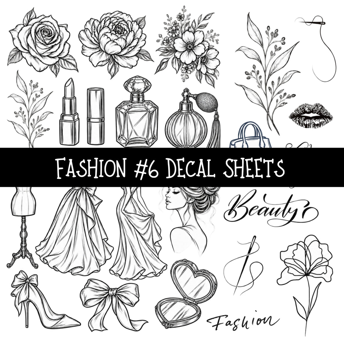 Fashion Torn Pages UV DTF Decal sheets 8 Designs available