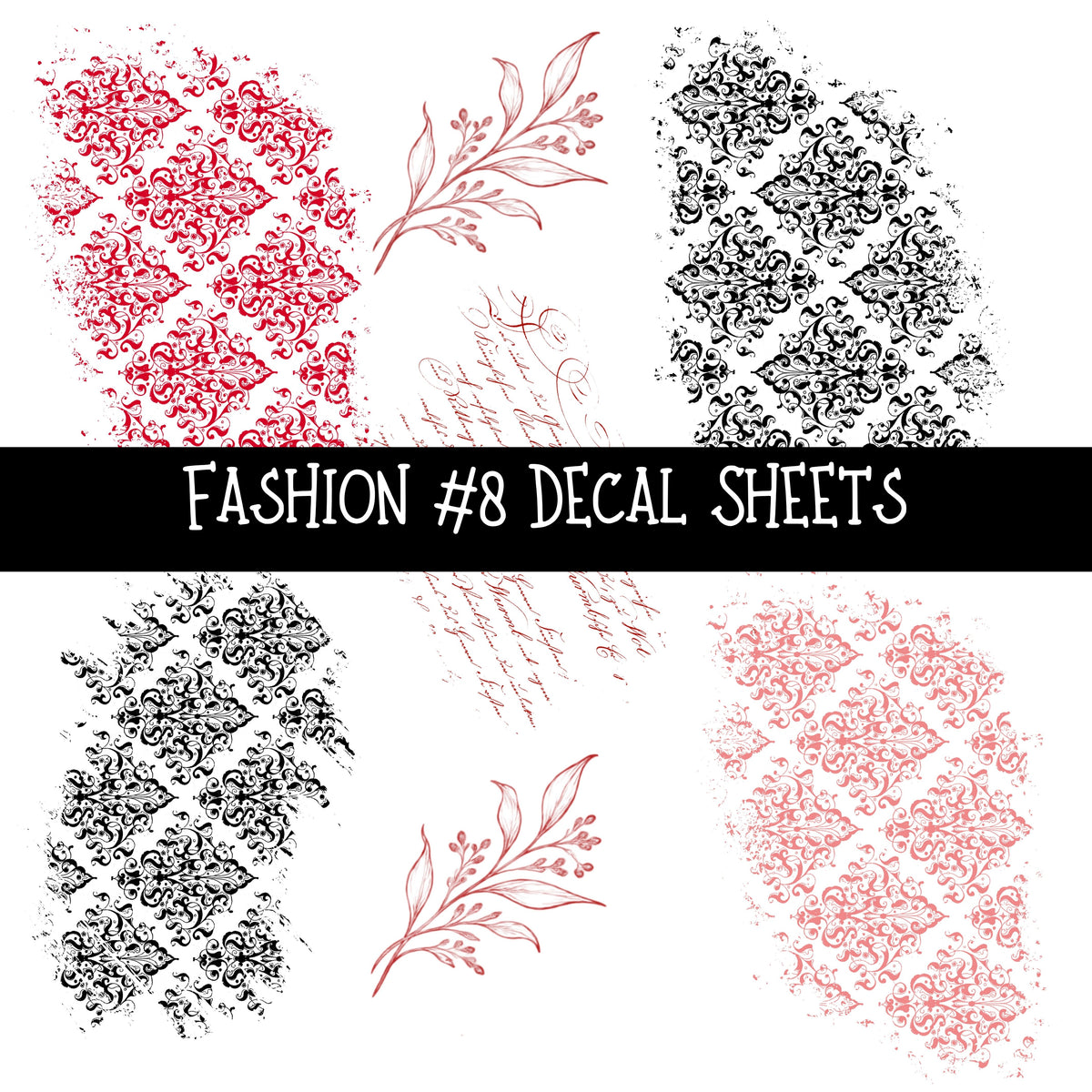Fashion Torn Pages UV DTF Decal sheets 8 Designs available