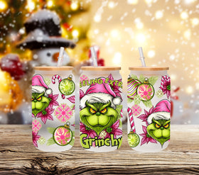 Feeling extra grinchy pink UV DTF 16oz Libbey wrap