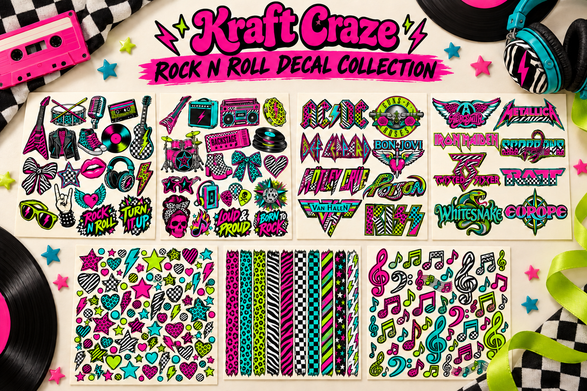 Rock Bands UV DTF Decal sheets 7 Designs available