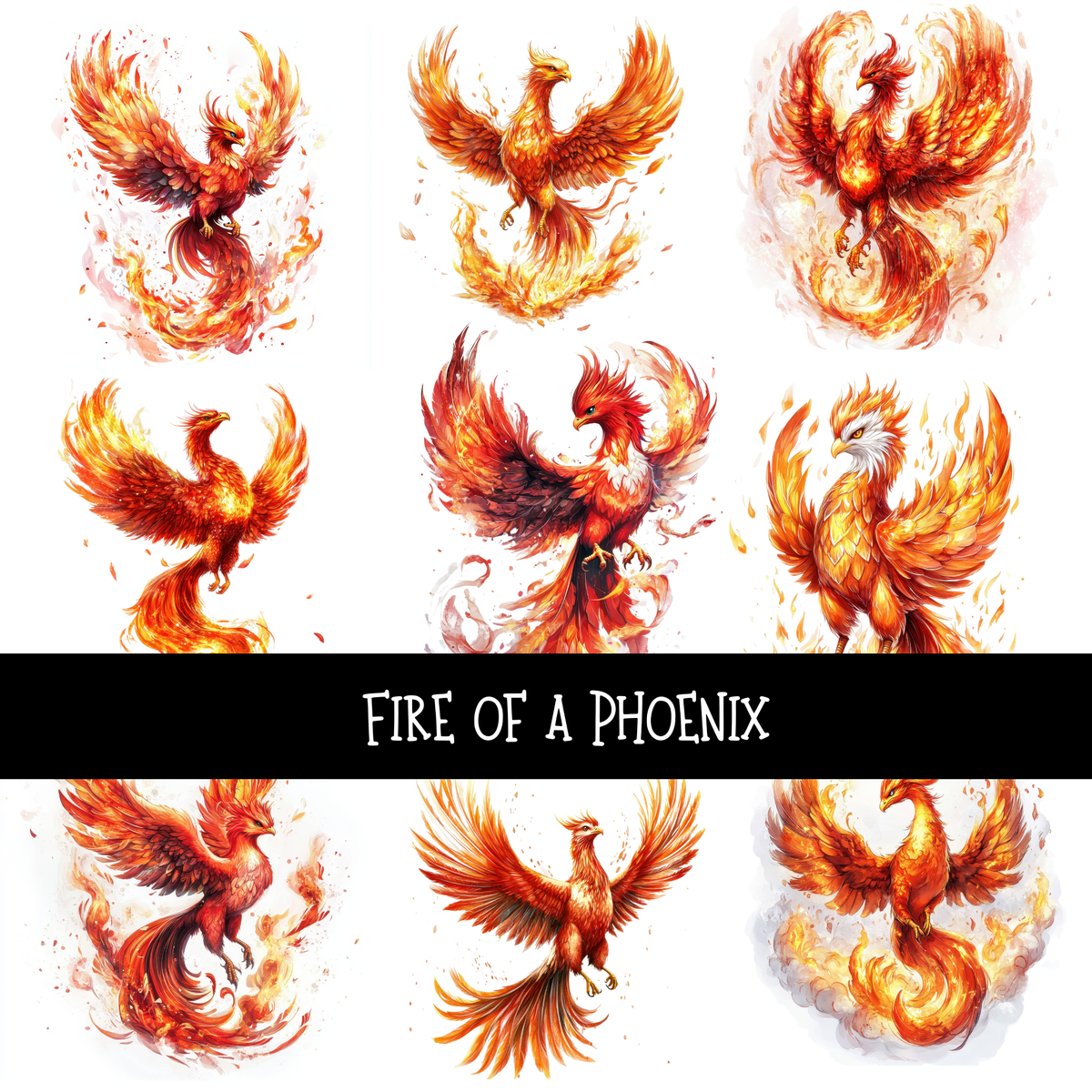 Fire of a phoenix UV DTF Decal sheets