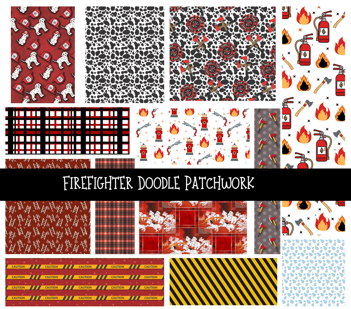 Firefighter Doodle Patchwork Set